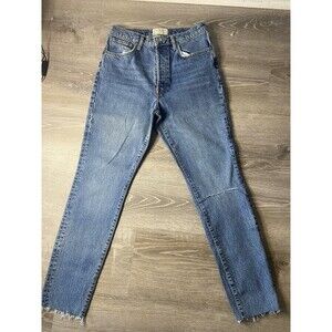 Free People We The Free Size 30 High Rise Medium Wash Straight Leg Jeans